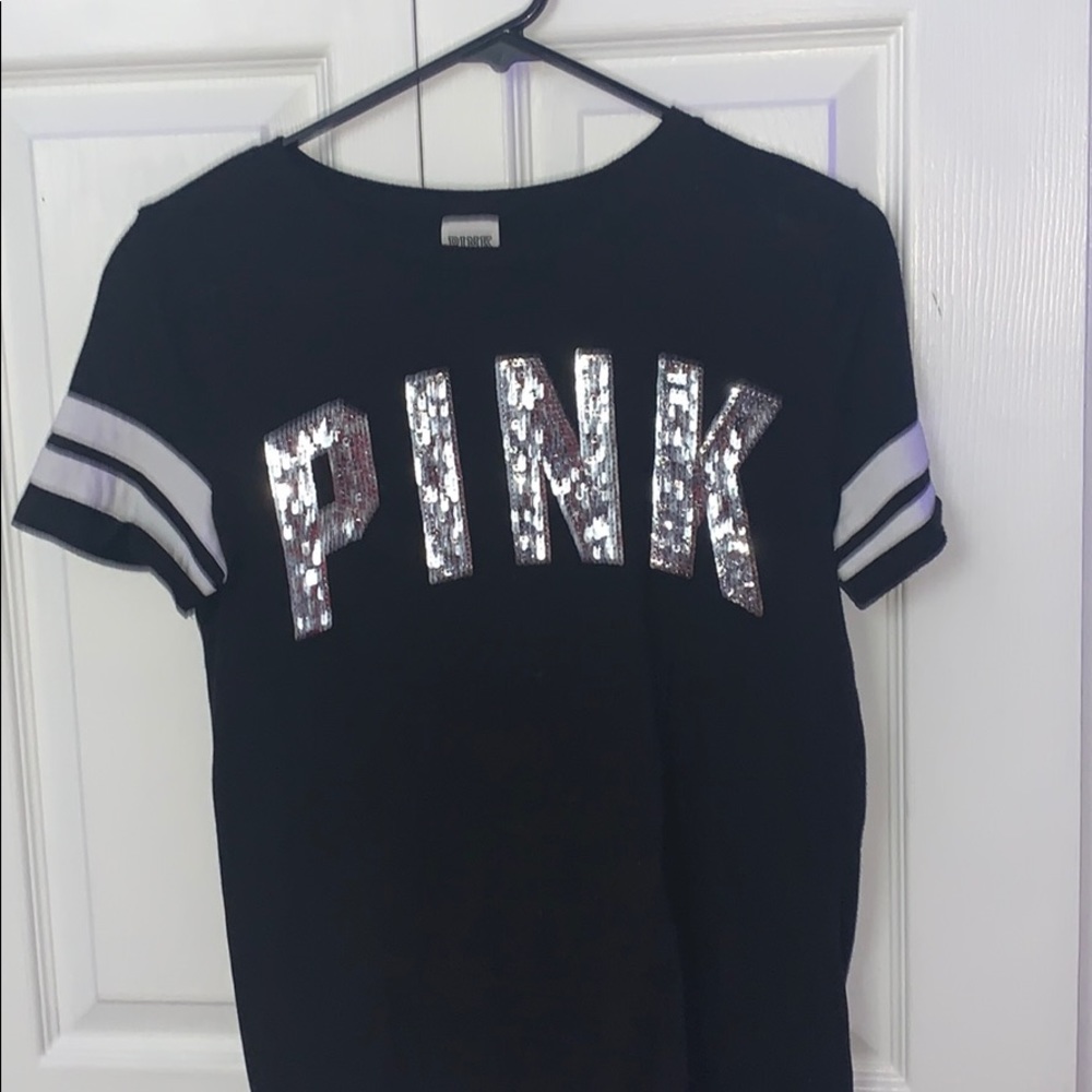 pink brand tee shirt